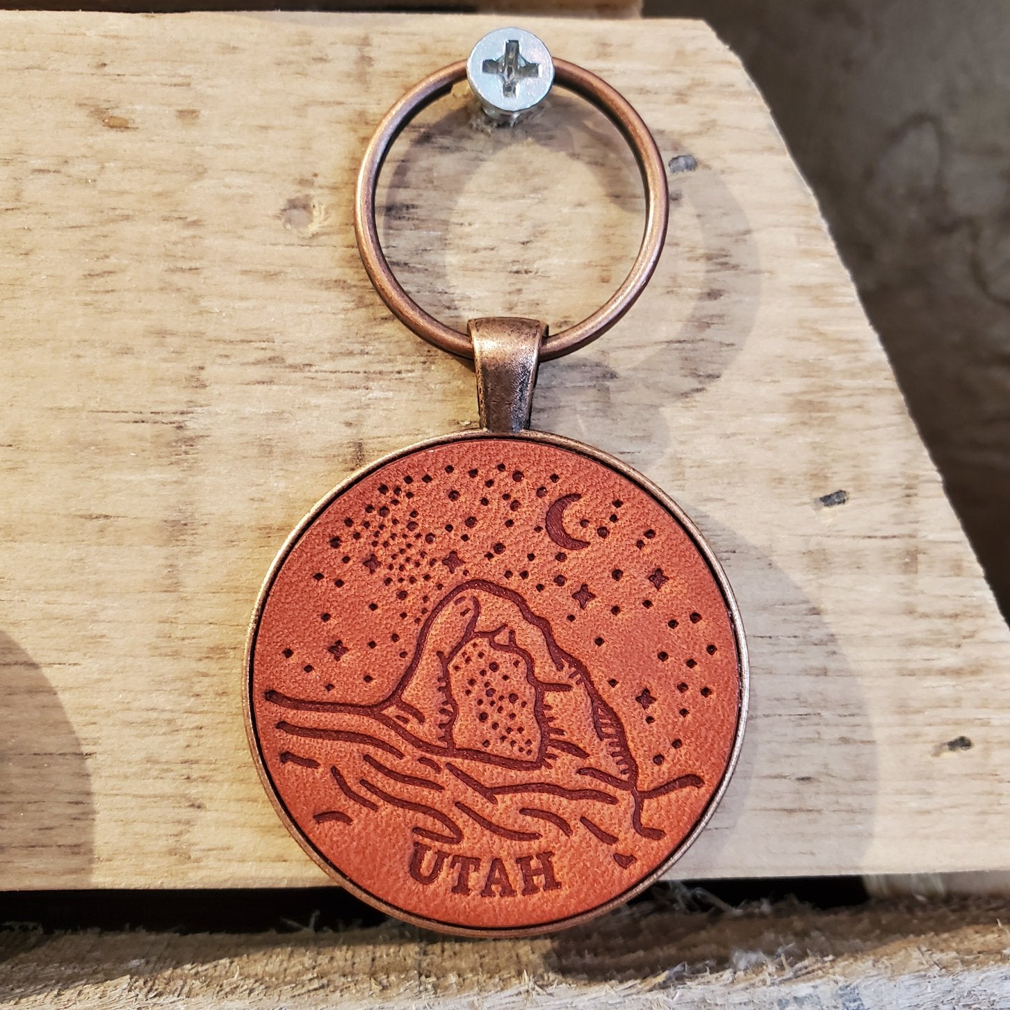 Utah Night Sky Keychain - Lazy 3 Leather Company