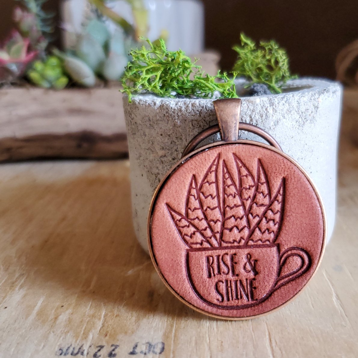 Rise and Shine Aloe Leather Keychain - Lazy 3 Leather Company