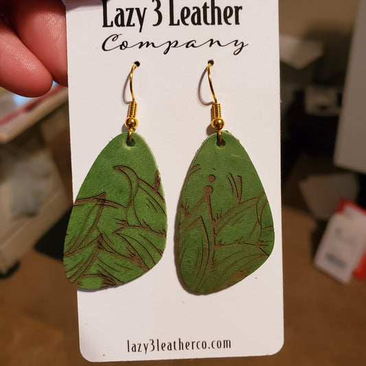 Drop Laser Engraved Earrings - Lazy 3 Leather Company