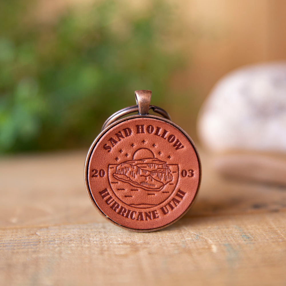 Sand Hollow Utah Keychain - Lazy 3 Leather Company