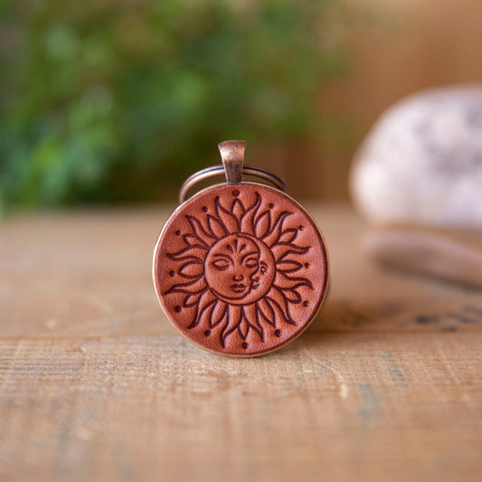 Sun & Moon Keychain - Lazy 3 Leather Company