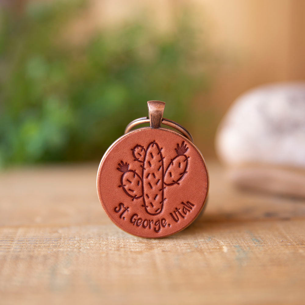 Prickly Pear Keychain - Lazy 3 Leather Company
