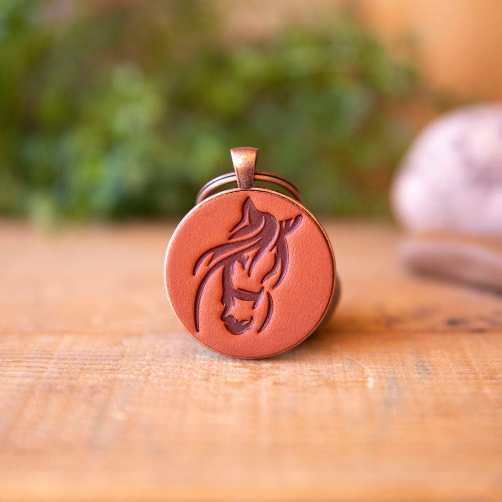 Horse Stamped Leather Keychain
