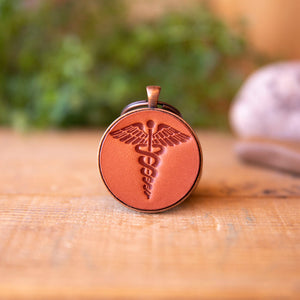 Nurse Caduceus Leather Stamped Keychain - Lazy 3 Leather Company