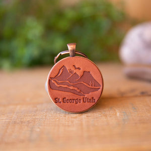 St. George Utah Mountains Leather Keychain