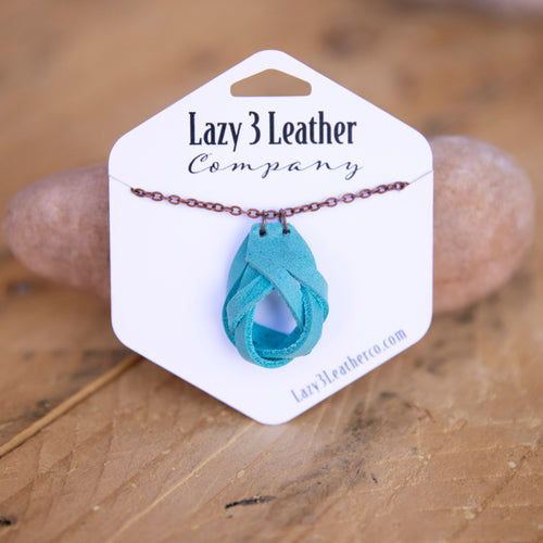 Leather Braided knot Necklace Pendant - Lazy 3 Leather Company
