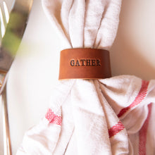Load image into Gallery viewer, Leather Stamped Napkin Ring - Lazy 3 Leather Company