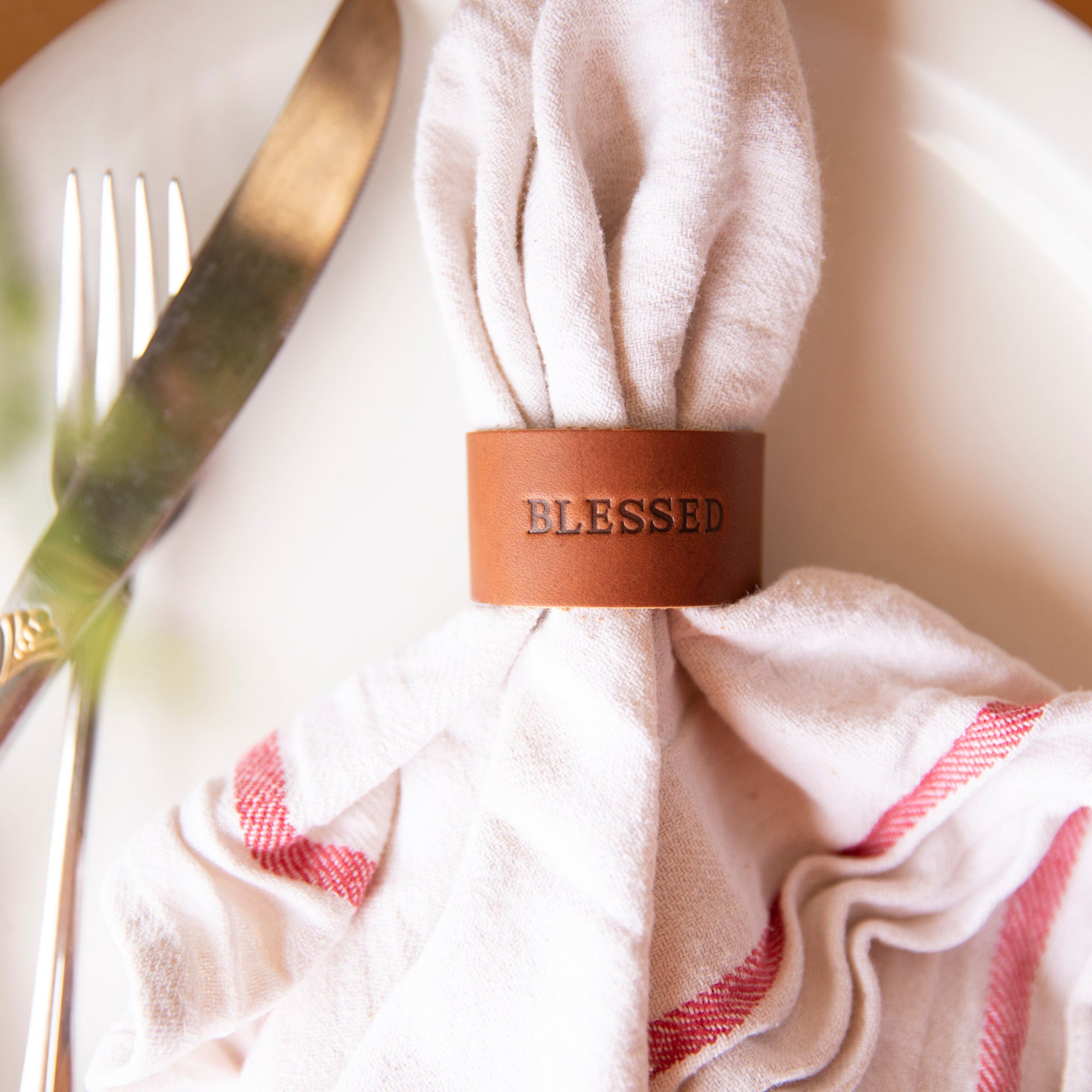 Leather Stamped Napkin Ring - Lazy 3 Leather Company