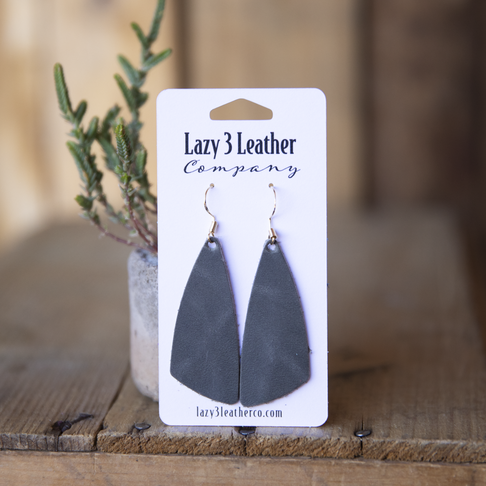 Tapered Drop Leather Earrings - Lazy 3 Leather Company