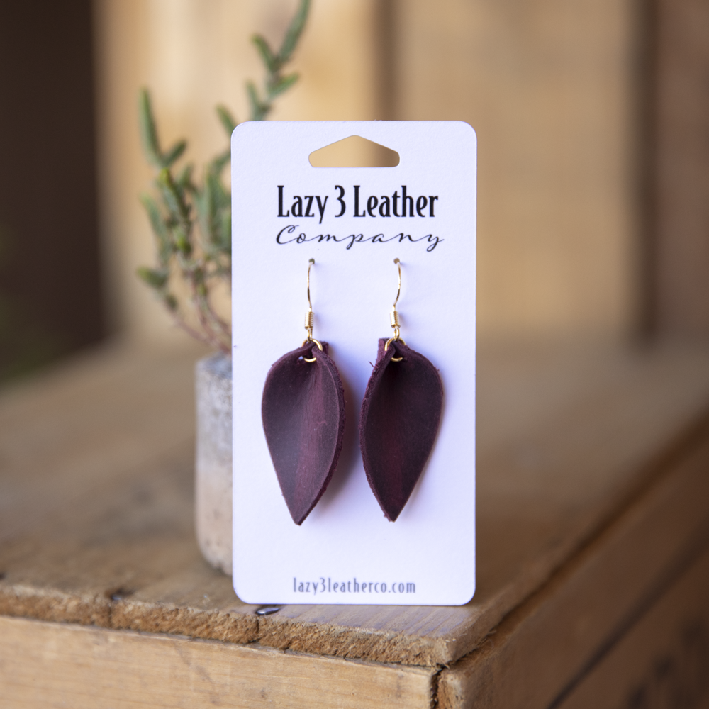 Mini Teardrop Leather Earring - Lazy 3 Leather Company