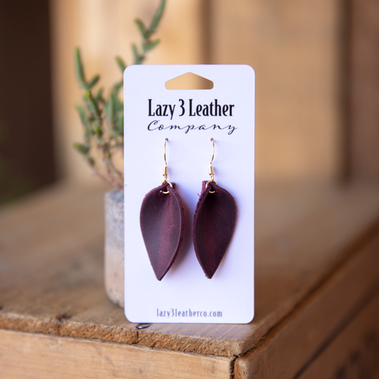 Mini Teardrop Leather Earring - Lazy 3 Leather Company