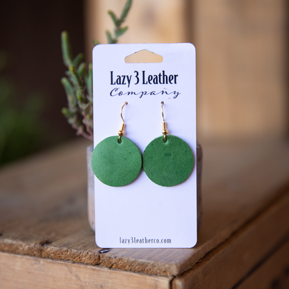 Round Circle Leather Earring - Lazy 3 Leather Company