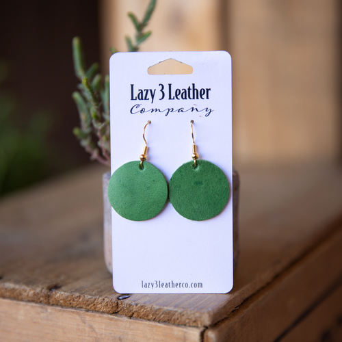 Round Circle Leather Earring