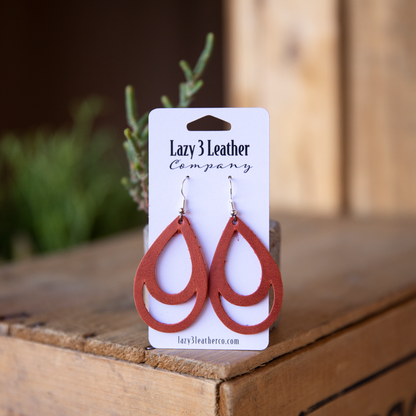 Double Hoop Leather Earrings - Lazy 3 Leather Company