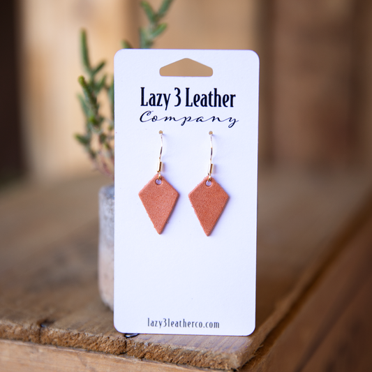 Mini Diamond Drop Leather Earrings - Lazy 3 Leather Company