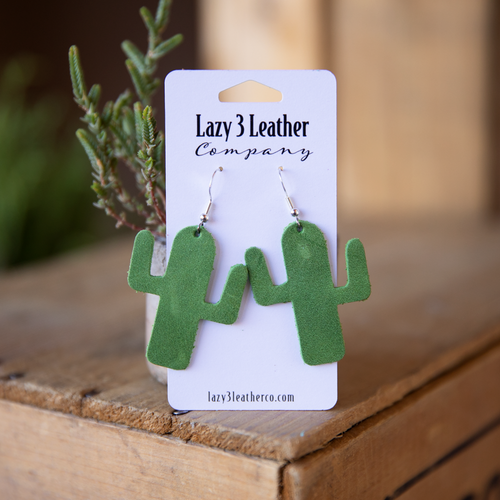 Leather Cactus Earrings