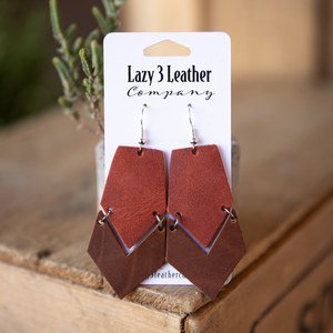 Chevron Leather Earring - Lazy 3 Leather Company