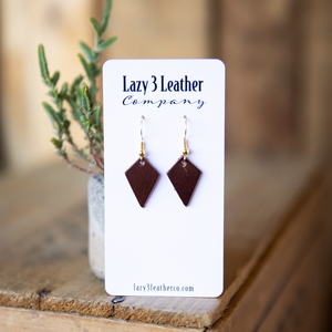 Mini Diamond Drop Leather Earrings - Lazy 3 Leather Company