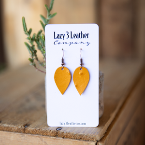 Yellow Leather Mini Tear Drop Earring - Lazy 3 Leather Company