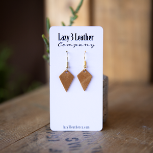 Mini Diamond Drop Leather Earrings - Lazy 3 Leather Company