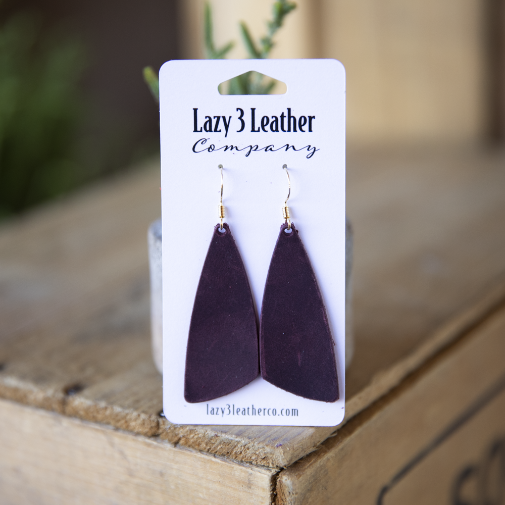 Tapered Drop Leather Earrings - Lazy 3 Leather Company