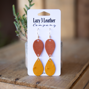 Teardrop Leather Earring - Lazy 3 Leather Company