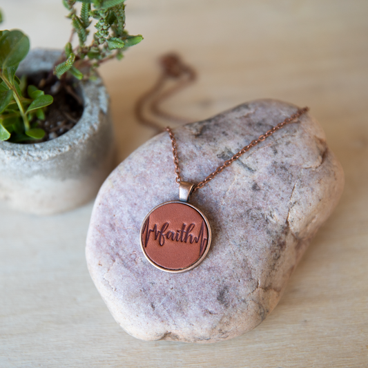 Faith Heartbeat Necklace - Lazy 3 Leather Company