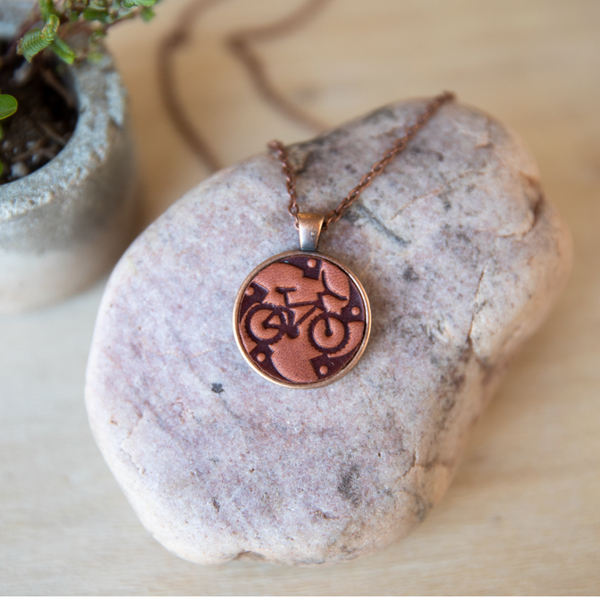 Bike Gear Pendant Necklace - Lazy 3 Leather Company