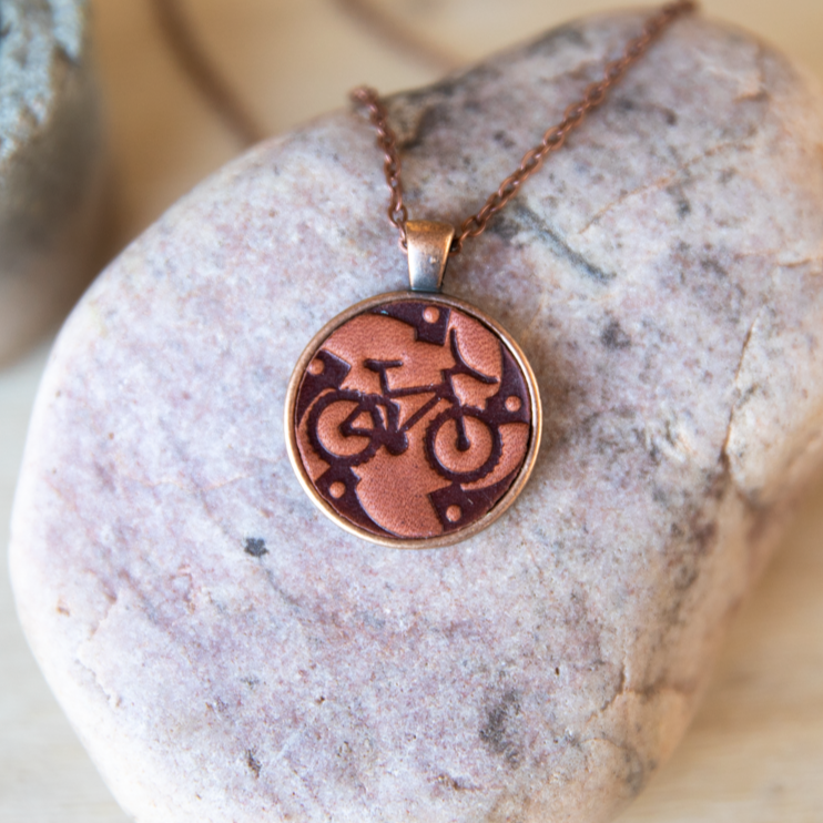 Bike Gear Pendant Necklace - Lazy 3 Leather Company