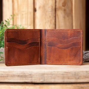 Long Bifold Cash Pocket Wallet - Lazy 3 Leather Company