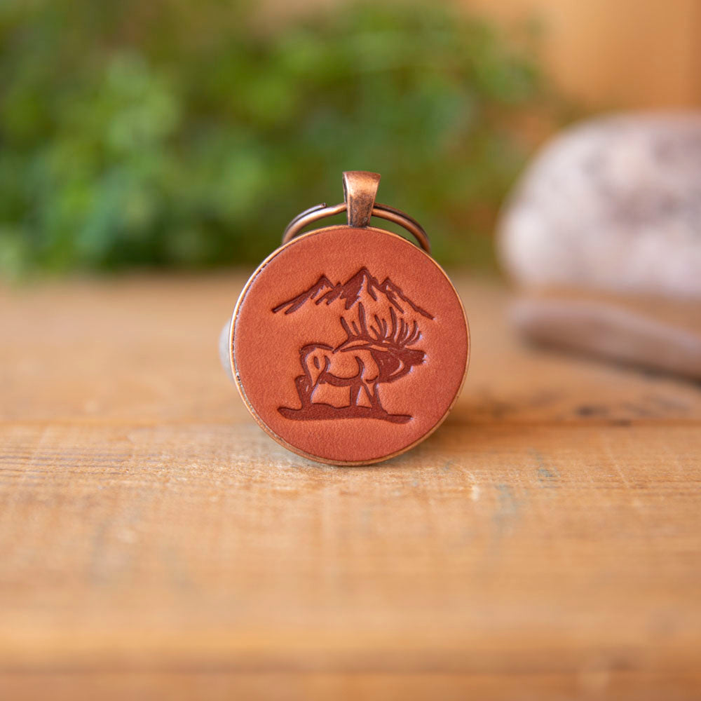 Elk Keychain - Lazy 3 Leather Company