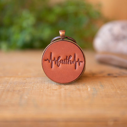 Faith Heartbeat Keychain - Lazy 3 Leather Company