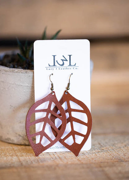 Fall Leaf Earring - Lazy 3 Leather Company