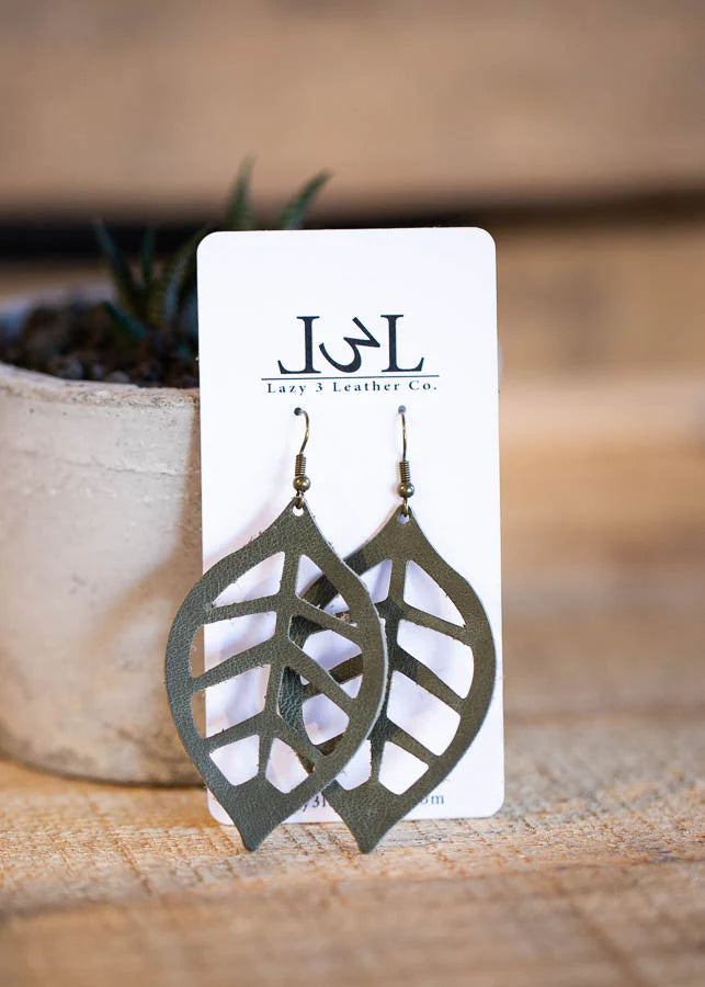 Fall Leaf Earring - Lazy 3 Leather Company