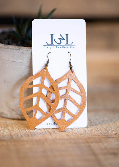 Fall Leaf Earring - Lazy 3 Leather Company