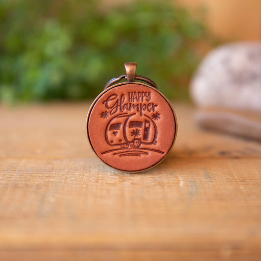 Happy Glamper Keychain - Lazy 3 Leather Company