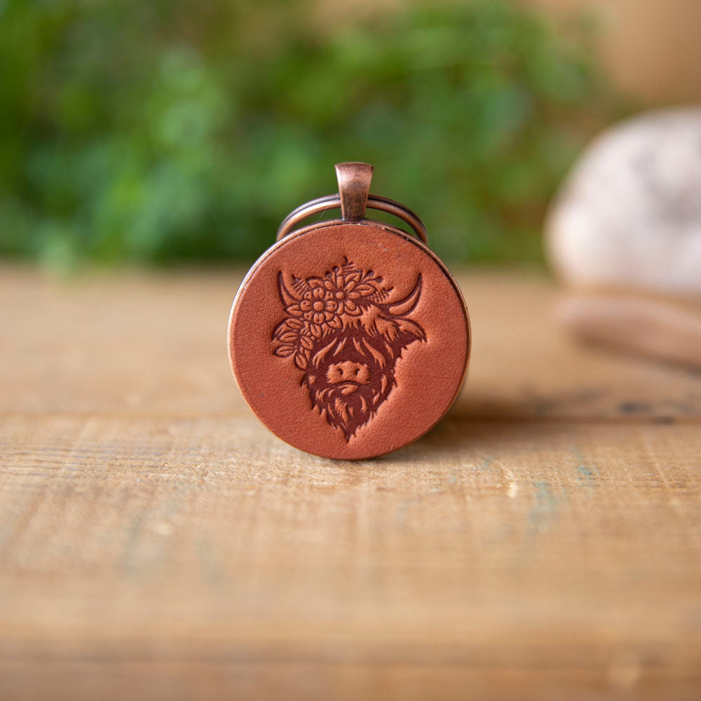 Highland Cow Keychain - Lazy 3 Leather Company