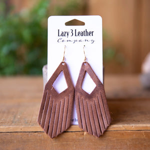 Diamond Drop Tassel Leather Earring - Lazy 3 Leather Company