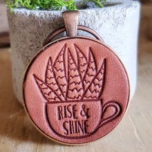 Load image into Gallery viewer, Rise and Shine Aloe Leather Keychain - Lazy 3 Leather Company