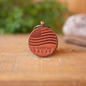 In God We Trust Keychain - Lazy 3 Leather Company