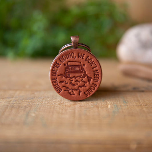 Jeep We Don't Need Roads Keychain - Lazy 3 Leather Company