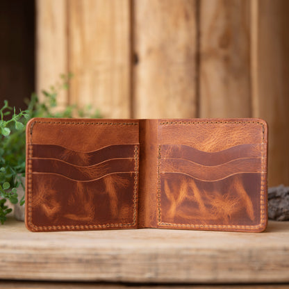 Long Bifold Cash Pocket Wallet - Lazy 3 Leather Company