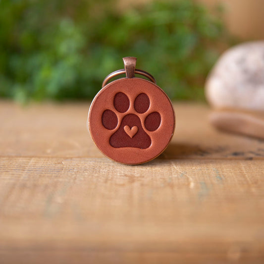 Paw with Heart Keychain - Lazy 3 Leather Company