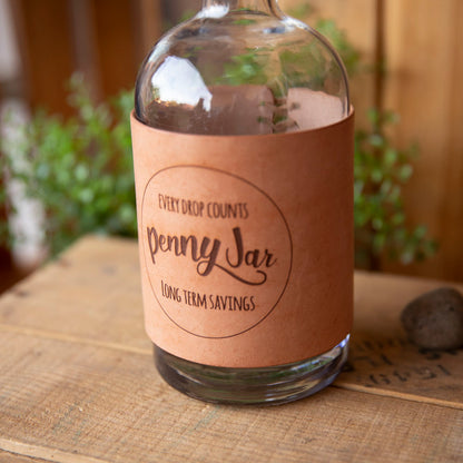 Penny Jar with Leather Wrap - Lazy 3 Leather Company