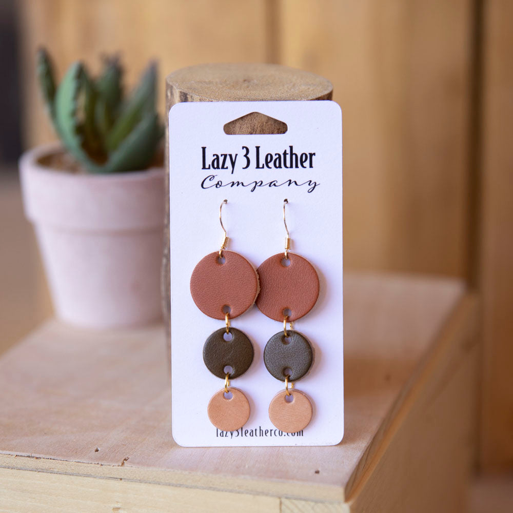 Stacked Circle Earring - Lazy 3 Leather Company