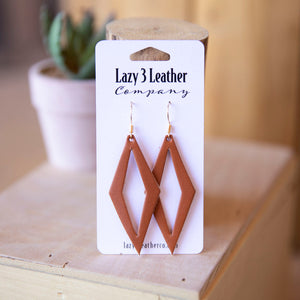Stretched Diamond Drop Leather Earrings - Lazy 3 Leather Company