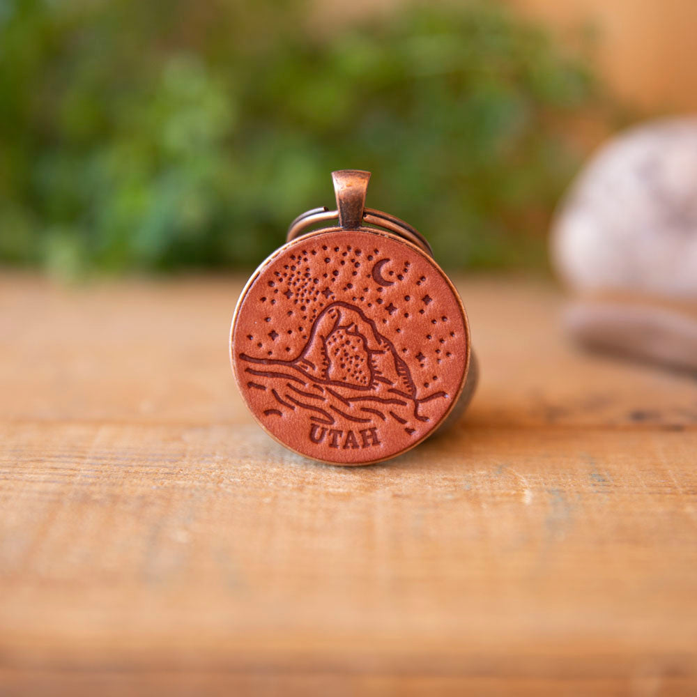 Utah Night Sky Keychain - Lazy 3 Leather Company