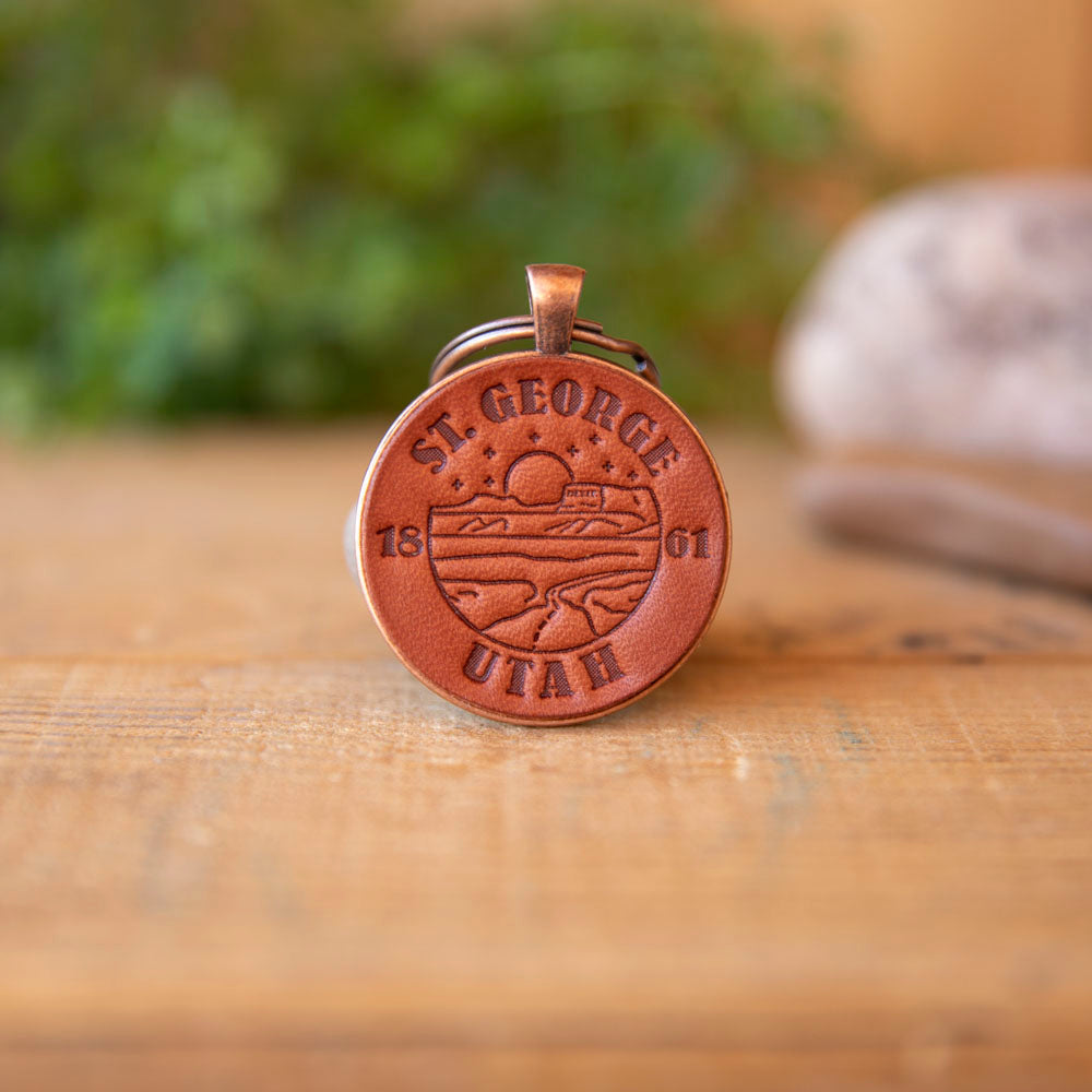 Handcrafted Leather Keychain Prickly Pear Southern Utah – Lazy 3 Leather Co