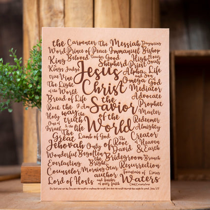 Names of Jesus Leather Wall Art - Lazy 3 Leather Company