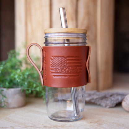 Travel Mug Bamboo lid with Boba Straw - Lazy 3 Leather Company